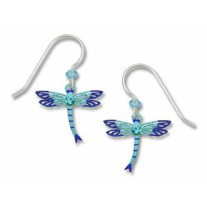 Sienna Sky Blue Dragonfly Ice Blue Stone Drop Hook Earrings Dangle Womens